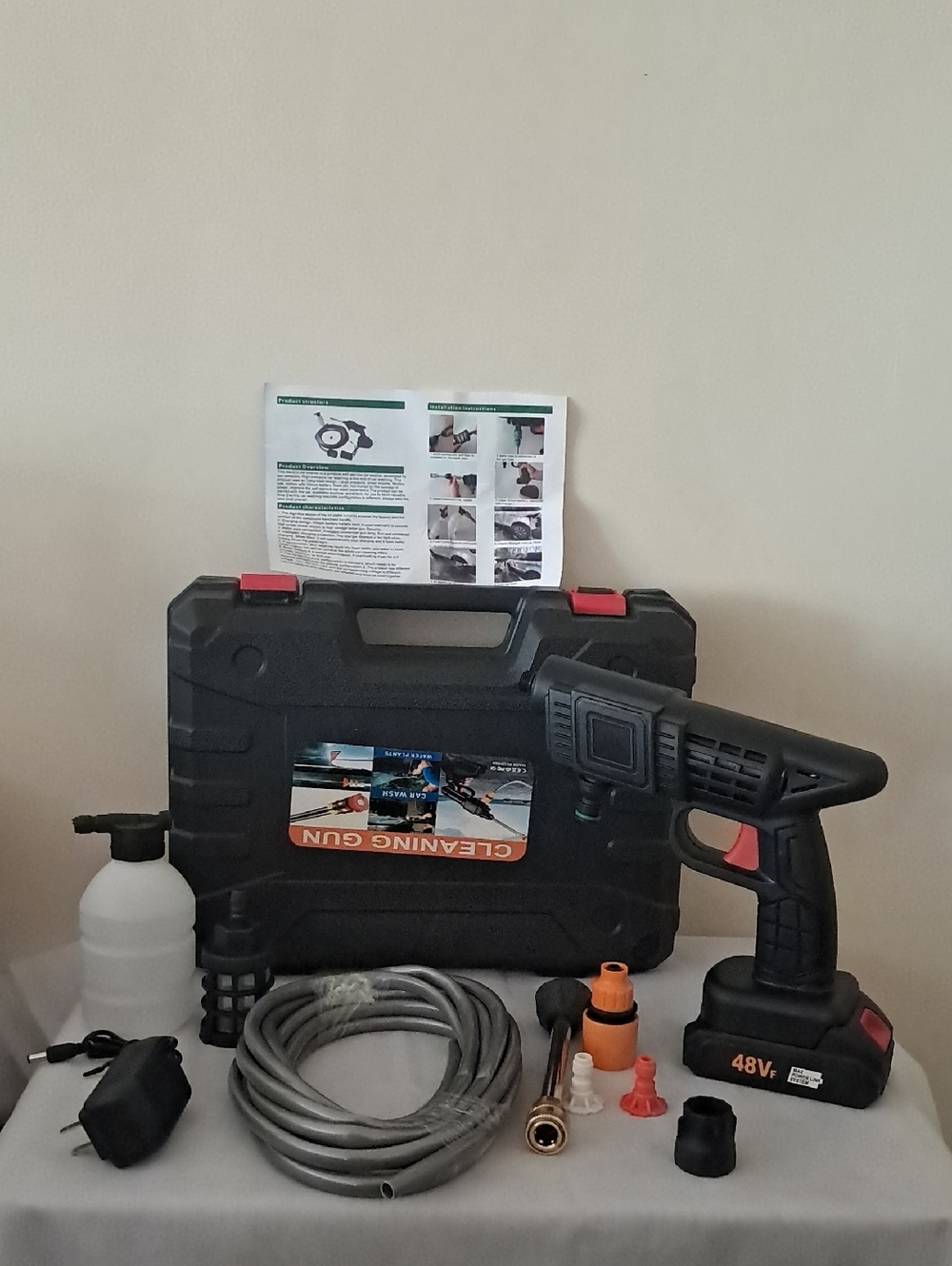 48V Cordless Pressure Cleaning Gun - Black and Orange